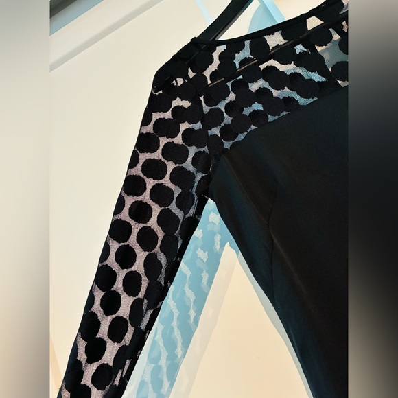 Milly 🖤 2 Silk Blouse with Sheer Polka Dot Lace - Picture 3 of 8